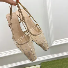 Sapatos femininos sandálias de slingback saltos bombeia de moda vintage nua negra com cristais com brilho shinestone motf size 36-42