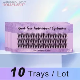 False Eyelashes HOLLYLASH 10 Cases/Lot Soft 10D/20D Natural Cluster Eyelash Extension DIY Grading Individual Lashes 3D Volume Effect C/D Curl24327