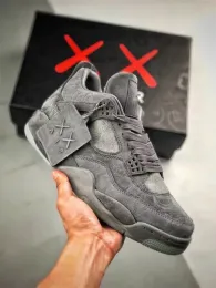 릴리스 2024authentic 4s 신발 kaws xx 4 쿨 그레이 스웨이드 어둠의 흑인 남성 여성 야외 스포츠 운동화 오리지널 박스 크기 US7-12