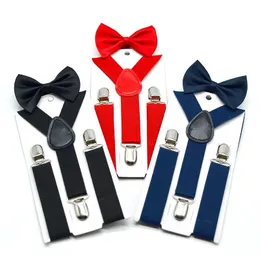 Kids Suspenders with Bowtie Fashion Children Bow Tie Set Boys Braces Girls Adjustable Baby Wedding Ties Accessories 240320