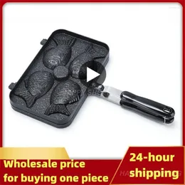 Backformen Leicht zu lösende Haushalts-Antihaftpfanne Nicht leicht verformbare Waffelform Taiyaki Kitchen Bar Supplies Schwarz