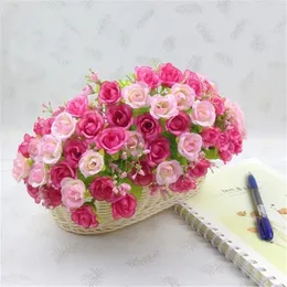 Dekorative Blumen 21 Köpfe Diamant Rosen Bouquet 7 Gabeln Künstliche Rosengrün -Pflanzen Hochzeitsfeier Dekoration Home 23 cm/PCs