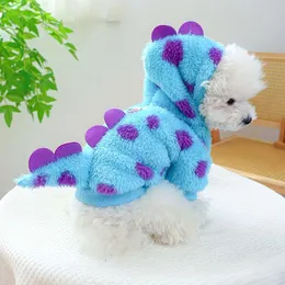 1pc Cozy Veet Dinosaur Dog Jumpsuit for Warmth in Autumn and Winter