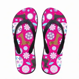 chinelos personalizados Dachshund Garden Party Marca Designer Casual Womens Home Chinelos Flat Slipper Summer Fashion Flip Flops para Senhoras Sandálias L2hp #