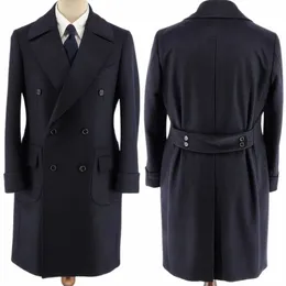 Cappotto di lana nero Abito da uomo su misura Cappotto monopezzo doppio petto Inverno caldo Busin Matrimonio Sposo Prom Su misura 04nq #