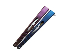 Theone Balisong AB Butterfly Eğitim Eğitmeni Bıçağı Renk Bir Parçalı Titanyum Tutucu D2 Blade Burç Sistemi Jilt Swing Kniv7317365