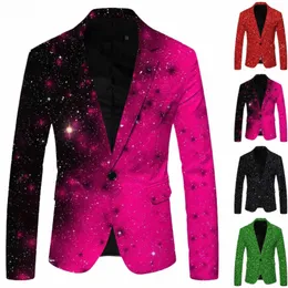 Brilhante lantejoulas glitter embelezado blazer jaqueta masculina estrelas impressas boate baile de formatura terno blazers traje masculino roupas de palco e810 #