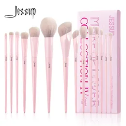 Jessup Pink Set di pennelli per trucco 14 pezzi Pennelli per trucco Premium Vegan Foundation Blush Eyeshadow liner Powder Blending BrushT495 240314