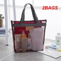 Sacos de armazenamento 2 sacos de lavagem de malha grande crianças brinquedos spa de alta qualidade ferramentas domésticas maquiagem com zíper 30x28 cm