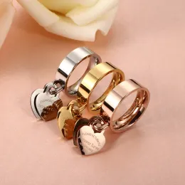 MSX Forever Love Wedding Rings Graved Big Heart Tag Rostless Steel Charm Ring Rose Gold Color Lover Ring for Women