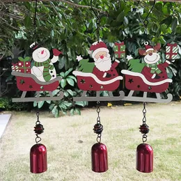 Articoli per feste Decorazione pupazzo di neve Carillon Natale Babbo Natale in legno Colore Ornamenti del vento Campane Farfalle vive per il memoriale