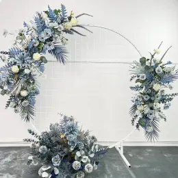 Konstgjorda dekorativa blommor halvmåne blomma rad bröllop rekvisita arrangemang bord boll färdig t scen väg blybågdekor blommig ll