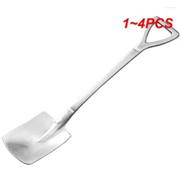 Skedar 1-4 st rostfritt stål spade form te kaffe socker sked glass dessert vaissell kniv hem kök masque