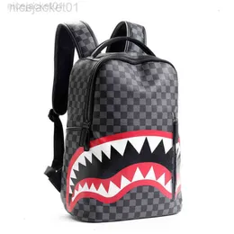 Designer Spraygrounds Backpack Style Mens Backpack Travel Handbag Fashion Lattice Backpack Student Schoolbag Large Capacity Shark Bag Street Man 221012