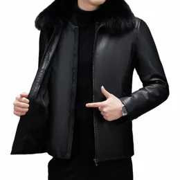 high-end Sheepskin Jackets Detachable Real Rabbit Fur Liner Coat Men's Genuine Leather Jacket Fox Fur Collar Coats Veste Homme L 84FV#