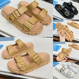 Mules uma noiva en cuir Belt mule 1XX692 luxo slide designer sandália mulheres slides sandálias de couro macio triângulo slides slide plano icônico elegante sandália sandálias de praia