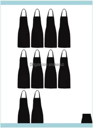 Aprons Textiles Home Garden10 Pack Bib Unisex Black Apron Bulk With 2 Roomy Pockets Hine Washable For Kitchen Crafting Bbq Din4357374