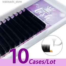 Falska ögonfransar 10Case/Lot Masscaku 0,03 0,05 0,07 Blooming Matt svart mink Silk Hand Made Perfect Siberian Easy Fan Eyelash Extensions24327