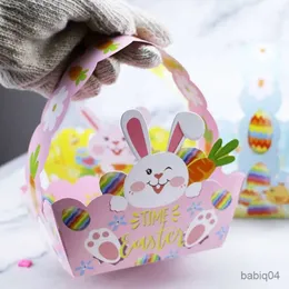 Aufbewahrungskörbe, 4 Stück, Osterkorb mit Papiergriff, Hase, Huhn, Süßigkeiten, Geschenkbox, Aufbewahrungskorb, Frohe Ostern, Party-Dekoration, Kinder-Geschenkverpackungsbeutel