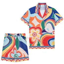 Designer Polo Casablanca T -Shirt Herren 2024 Neues beliebtes, floral bedrucktes Strickjacken kurzärmeliges Hemd -Set