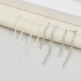 Kolczyki Dangle Minimalistyczne błyszczące srebrne długi frędzle łańcuchku kolczyka dla kobiet dziewczęta upuszczenie boucle d'Oreille imprezowe akcesoria prezent