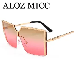 ALOZ MICC Fashion Oversize Square Solglasögon Kvinnor Metal Half Frame Gradient Sun Glasögon Varumärkesdesign Kvinnliga skuggor Glasögon UV400 7714127