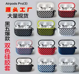 Designer Airpod Pro Case med Antilost Hook för AirPods Pro Twocolor Honeycomb Protective Case Silicone Case Double Layer Earpho9978774