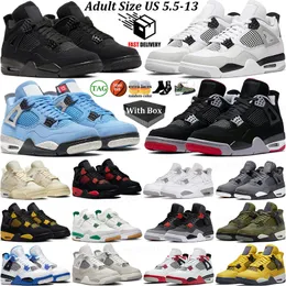 Mit Box 4 Basketballschuhe für Herren und Damen 4s Military Black Cat Bred Reimagined Sail Red Cement Yellow Thunder White Oreo Cool Grey University Blue Pink Sport Sneaker