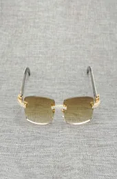 Strass preto branco chifre de búfalo sem aro óculos de sol dos homens de madeira natural retro tons oculos eyewear para clube summer1838914