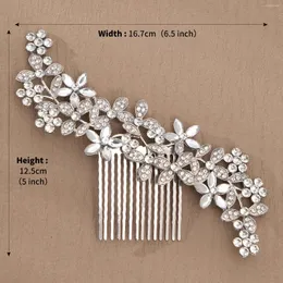 Hair Clips Wedding Bridal Comb Metal Rhinestones Headpiece No Hurt Headwear For Women Girls Long & Thick