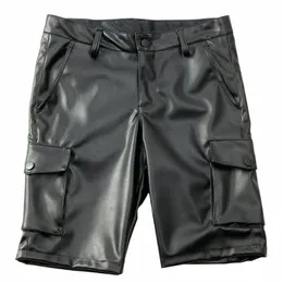 летние тонкие Secti черные эластичные кожаные шорты мужские шорты в рабочем стиле красные, белые, синие брюки из искусственной кожи мужские брюки с пятью точками 29-40 42 L2HL #