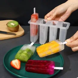 Pişirme Kalıpları Dondurma Silikon Kalıplar 4 Popsicle Set DIY Ev Yapımı Sopa Kalıp Mutfak Araçları Aksesuarları