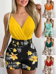 Summer Sexy Fashion Twopiece Hips Beach Women Suspender Shorts Suit Monos Mujer Elegante with Belt 240327