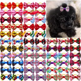 Abbigliamento per cani 5/10/20/30pcs Bows Bows Mix Colors Cat Piccolo Accessori boutique per capelli Elastico fornitore