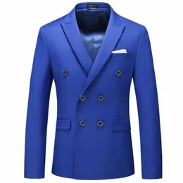 2023 Fi New Men's Casual Busin Solid Color Solid Sucted Suct Suit Jacket Blazers Coat C6tj#