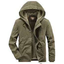 Giacca di jeans da uomo Casual Inverno Pure Cott Giacca militare Addensare Cappotto cargo con cappuccio Parka Uomo Streetwear Jaqueta masculina o8uE #