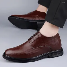 Scarpe casual da uomo con aumento di altezza di 8 cm, interno estivo in pelle rialzata da 10 cm, testa grande formale da lavoro autentica