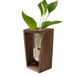 Vasos estações de propagação flor viva plantador tubos de vidro com suporte de madeira planta terrário suporte de ar para escritório decoração casa