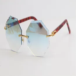 Selling Rimless Sunglasses Metal Mix plaid Red Plank 4189706 Rectangular SingleLens Glasses High Quality Eyewear Large C Decorati6965113