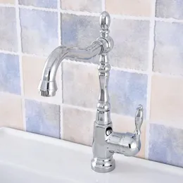 Bathroom Sink Faucets Polished Chrome Deck Mounted Tall Vessel Basin Faucet And Cold Water Mixer Taps Nsf645