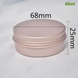 2oz Rose Gold Aluminium Tin Jar Refillerbara behållare 60 ml Aluminium Skruv Lock Rund tennläpp Balm kosmetiska behållarflaskor