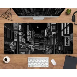 Almofadas retrô mousepad neon tekyo street pixel arte roxa japonesa de anime skyline/city mesa de mesa xxl mouse mouse mouse tamanhos de múltiplos tamanhos