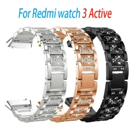액세서리 Redmi Watch 용 금속 스트랩 3 활성 스마트 워치 코레아 다이아몬드 팔찌 교체 Redmi Watch 3 Active Fashion Bracelet