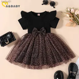 Girl's Dresses ma baby1-5Y Toddler Kid Baby Girls Dress Leopard Print Tulle Tutu Party Dresses For Girls Children Summer Clothing yq240327