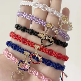 12 Pcs ColorCute Cat Charm Bracelet Handmade Braided Rope Thread Adjustable Bracelets Bangles Lucky Jewelry Friends Gift 240313