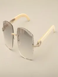 Neue Fabrik direkt Luxus-Mode-Sonnenbrille T3524014 natürliche weiße Horn-Sonnenbrille mit gravierten Gläsern, privater, individuell geschnitzter Name 1164658