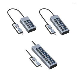 タイプCアダプター付きのハブ4ポートUSB3.0 USBスプリッターは、オフスイッチでDC12V充電5Gbps転送