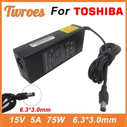 Adattatore AC Caricatore Del Computer Portatile 15V 5A 75W 6.3*3.0mm Per Toshiba A10 M10 A2 A9 M2 M5 M9 A600 M500 R500 M400 J4 J70 J63 6000 Adattatore Portatile