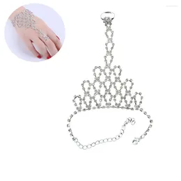 Link Armbänder Mode Klassische Kristall Hand Harness Tanz Schmuck Strass Armreif Braut Armband Verbundene Finger Ring Kette