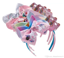 Einhorn Stirnband Baby Mädchen Jojo Siwa Schleifen Baby Cheerleader Stirnbänder 6 Zoll Stirnbänder Einhorn Zubehör 6 Farben Party Supplies8206488